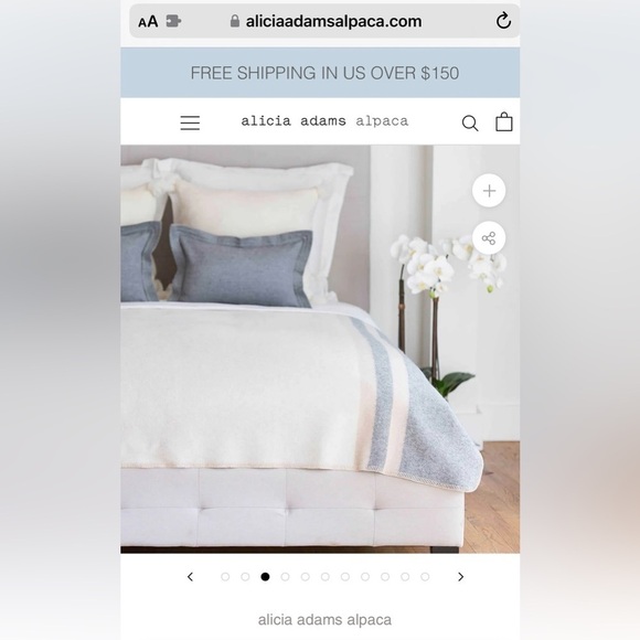 ALICIA ADAMS ALPACA field blanket pink ivory grey, pink stitching. NWT. - Picture 1 of 10